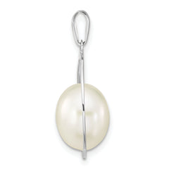 14K White Gold 8-9mm White Rice Freshwater Cultured Pearl Teardrop Pendant
