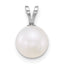 14k White Gold Polished 8-9mm Round White Freshwater Cultured Pearl Pendant