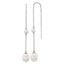 White Freshwater Pearl and Chain Threader Earrings in 14K White Gold - Sophia Jewelers