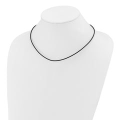 14k Yellow Clasp 1.5mm 20 inch Black Leather Cord Necklace