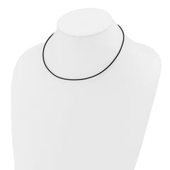 14k White Gold Clasp 1.5mm 16 inch Black Leather Cord Necklace