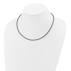 14k White Gold Clasp 1.5mm 18 inch Black Leather Cord Necklace