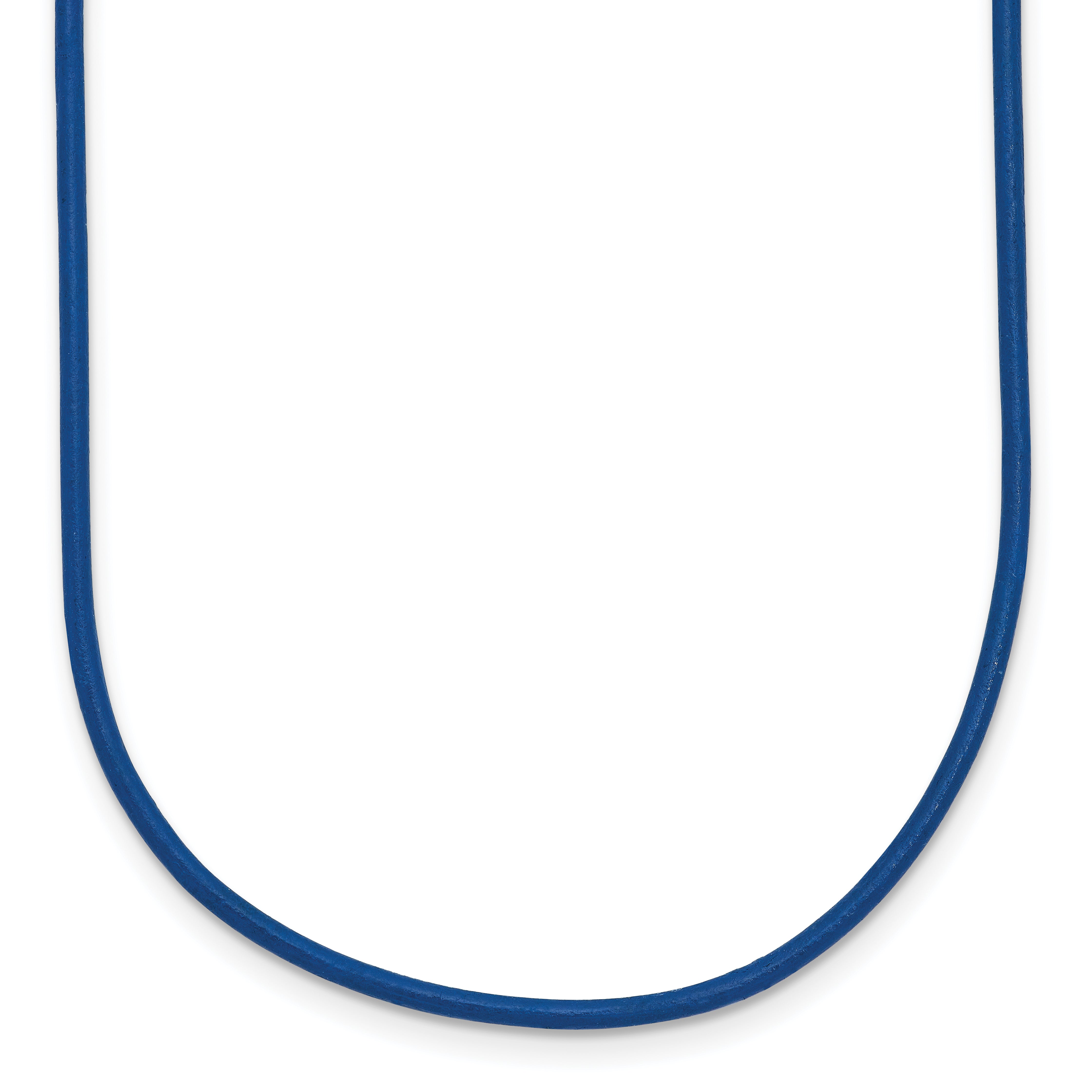 14k Yellow Clasp 1.5mm 18 inch Royal Blue Leather Cord Necklace