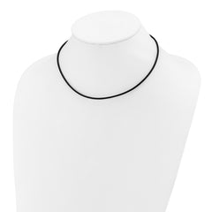 14k Yellow Clasp 2mm 16 inch Black Leather Cord Necklace