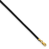 14k Yellow Clasp 2mm 20 inch Black Leather Cord Necklace