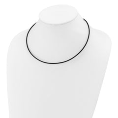 14k White Gold Clasp 2mm 18 inch Black Leather Cord Necklace
