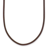 14k Yellow Clasp 2mm 18 inch Brown Leather Cord Necklace