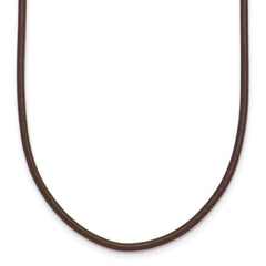 14k Yellow Clasp 2mm 18 inch Brown Leather Cord Necklace