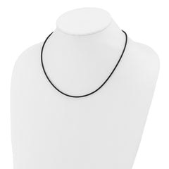 14k Yellow Clasp 2mm 18 inch Black Rubber Cord Necklace