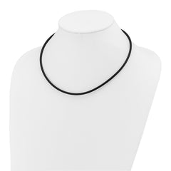 14k Yellow Clasp 3mm 18 inch Black Rubber Cord Necklace