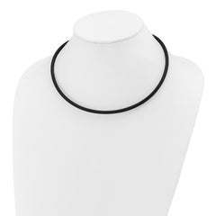 14k Yellow Clasp 4mm 18 inch Black Rubber Cord Necklace