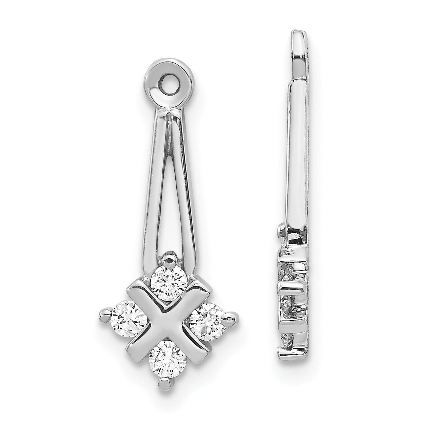 14k White Gold AA Dangle Cluster Diamond Earring Jacket