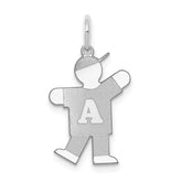 14k White Gold The Kids Small Alphabet Boy Kiss Charm