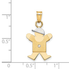 14k Two-tone The Kids Small Boy with Hat on Right AAA Diamond Joy Pendant