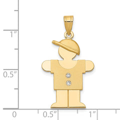 14k The Kids Medium Boy with Hat on Right AAA Diamond Hugs Pendant