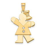 14k The Kids Medium Girl with Bow on Right A Diamond Kiss Pendant