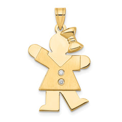 14k The Kids Medium Girl with Bow on Right AA Diamond Kiss Pendant