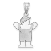 14k White Gold Small Boy Engravable Charm Mounting