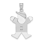 14k White Gold The Kids Medium Boy with Hat on Right AAA Diamond Joy Charm
