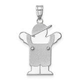 14k White Gold Medium Boy Engravable Charm Mounting