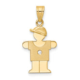 14k The Kids Small Boy with Hat on Right VS Diamond Hugs Pendant