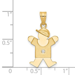 14k The Kids Small Boy with Hat on Right AAA Diamond Joy Pendant