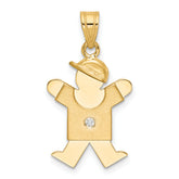 14k The Kids Small Boy with Hat on Right AAA Diamond Joy Pendant