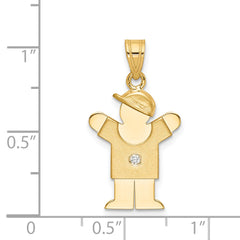 14k The Kids Small Boy with Hat on Right AAA Diamond Love Pendant