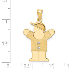 14k The Kids Medium Boy with Hat on Right AAA Diamond Love Pendant