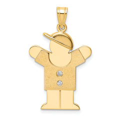 14k The Kids Medium Boy with Hat on Right A Diamond Love Pendant