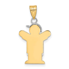 14k Two-Tone The Kids Small Boy in Overalls with Hat on Left Charm Mounting (No Stone Included)