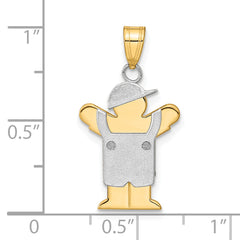 14k Two-Tone The Kids Small Boy in Overalls with Hat on Left Charm Mounting (No Stone Included)