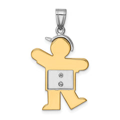 14k Two-tone The Kids Medium Boy with Hat on Left AAA Diamond Kiss Pendant