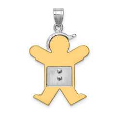 14k Two-tone The Kids Medium Boy with Hat on Right AAA Diamond Joy Pendant