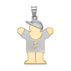 14k Two-tone The Kids Medium Boy with Hat on Right A Diamond Love Pendant