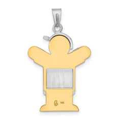 14k Two-Tone The Kids Medium Boy in Overalls with Hat on Left Charm Mounting (No Stone Included)