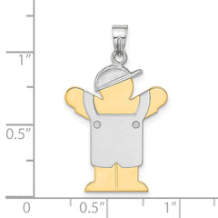 14k Two-Tone The Kids Medium Boy in Overalls with Hat on Left Charm Mounting (No Stone Included)