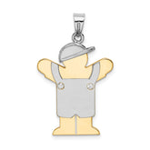 14k Two-tone The Kids Medium Boy in Overalls with Hat on Left VS Diamond Love Pendant