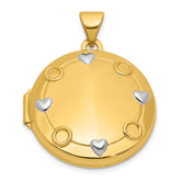 14k and White Rhodium OUR CIRCLE OF LOVE GOES AROUND AND NEVER ENDS Black Oil Reversible 20mm Round Locket