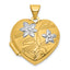 Floral Heart Locket in 14K Two-Tone Gold, 24mm Textured Engravable - Sophia Jewelers