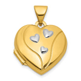 14k and White Rhodium MY LOVE MY LIFE MY FOREVER on Reverse 15mm Heart Locket