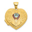 Blue Topaz Heart Locket in 14K Yellow Gold, 25mm Textured - Sophia Jewelers