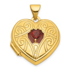 14k Polished Garnet January Birthstone 18mm Heart Locket