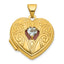 Aquamarine Heart Locket in 14K Yellow Gold, 25mm Textured - Sophia Jewelers
