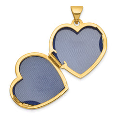 14k Polished Open Cross with Blue Fabric Interior 18mm Scrolled Heart Locket