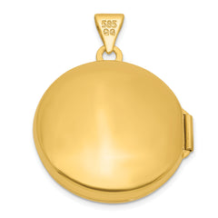 14k and White Rhodium Half Point Diamond Polished Cross 20mm Round Locket