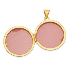 14k and White Rhodium Half Point Diamond Polished Cross 20mm Round Locket