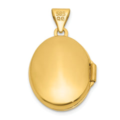 14k Polished Half Point Diamond Starburst 17mm Oval Locket