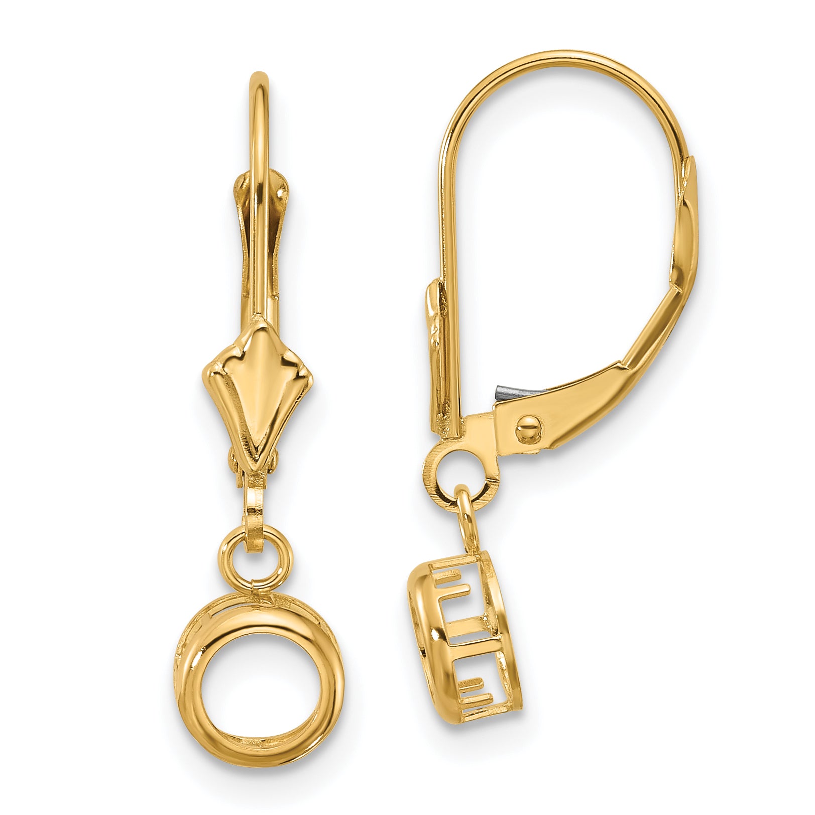 14k 5mm Round Leverback Earring Mounting (No Stone Included)s
