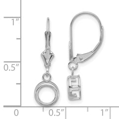 14k White Gold 6mm Round Leverback Mounting (No Stone Included)